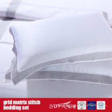 Grid Matrix Stitch Bedding Design Clássico Conjunto